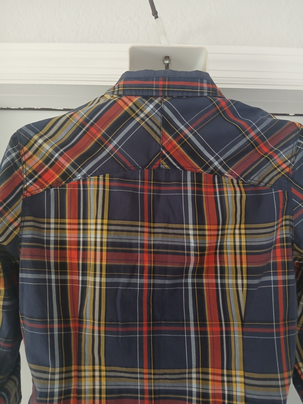 Guess Men's Plaid Button-Down Shirt in Navy, Red & Yellow - Picture 4 of 14